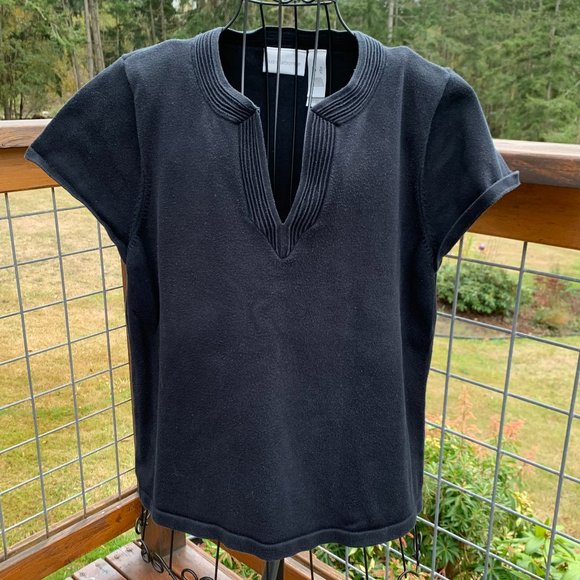 Liz Claiborne Black Cap Sleeve Pullover Blouse - Picture 1 of 7